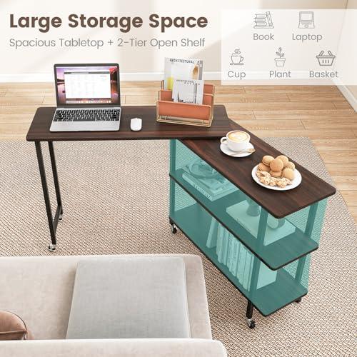 【並行輸入品】 LDAILY 360° Rotating Sofa Side Table， Movable Laptop Desk with 2_7