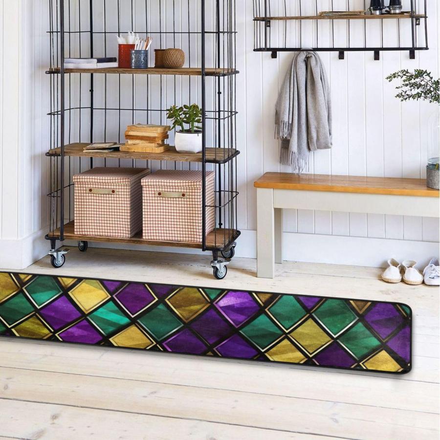 【並行輸入品】 Mardi Gras Carnival Runner Area Rug Non Slip Floor Mat for Hallw_9