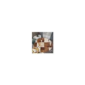 【並行輸入品】 7' x 7' Round Area Rugs Machine Washable， Cowhide Patchwork Stri_5