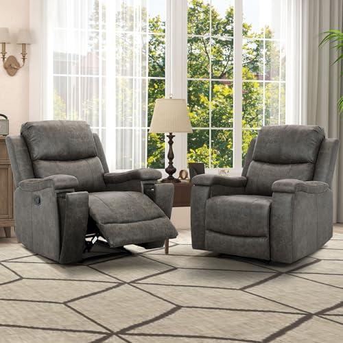 【並行輸入品】CANMOV レザーリクライニングチェア 2個セット クラシック&トラディショナル 手動リクライニングチェア アームとバックの詰め_1