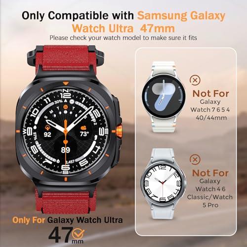 【並行輸入品】ナイロンバンド Samsung Galaxy Watch Ultra対応 47mm 男女兼用， レッド ANCOOL Compat_3