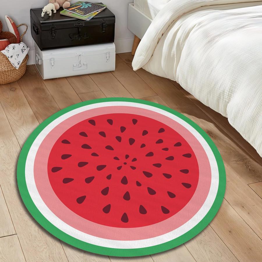 【並行輸入品】 Rugendary Watermelon Rug Fresh Round Area Rug for Kids Room Trop_3