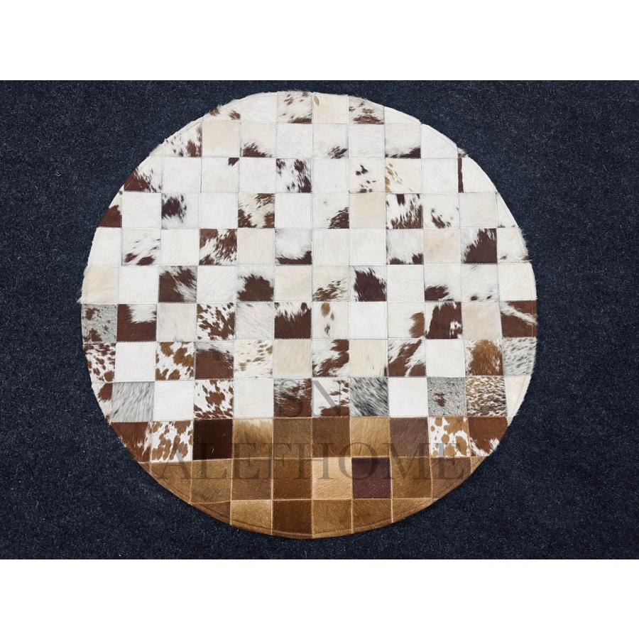 空間を劇的に変える！大判カウラグ 並行輸入品】 Round Cowhide Leather Rug 3x3 ft Natural Brown