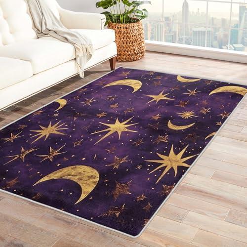 【並行輸入品】 SZLYZM Moon and Star Rugs for Bedroom， Moon and Star Rug 2x3 Are_1