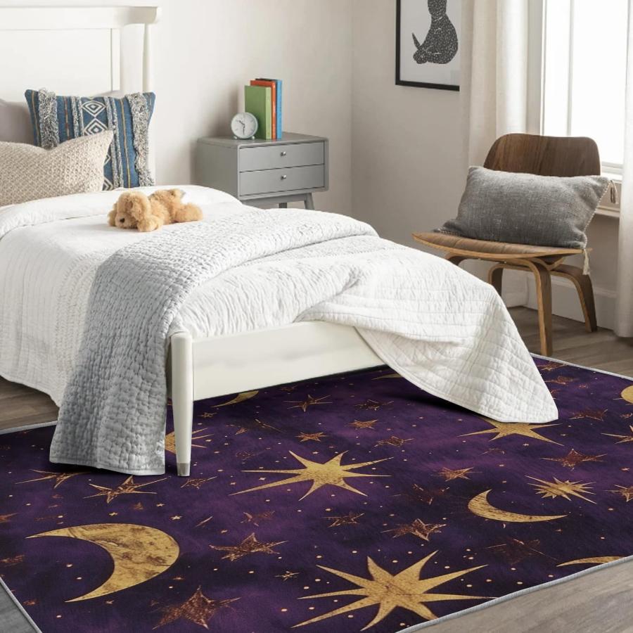 【並行輸入品】 SZLYZM Moon and Star Rugs for Bedroom， Moon and Star Rug 2x3 Are_6