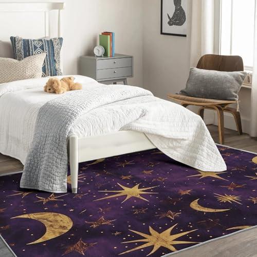 【並行輸入品】 SZLYZM Moon and Star Rugs for Bedroom， Moon and Star Rug 2x3 Are_7