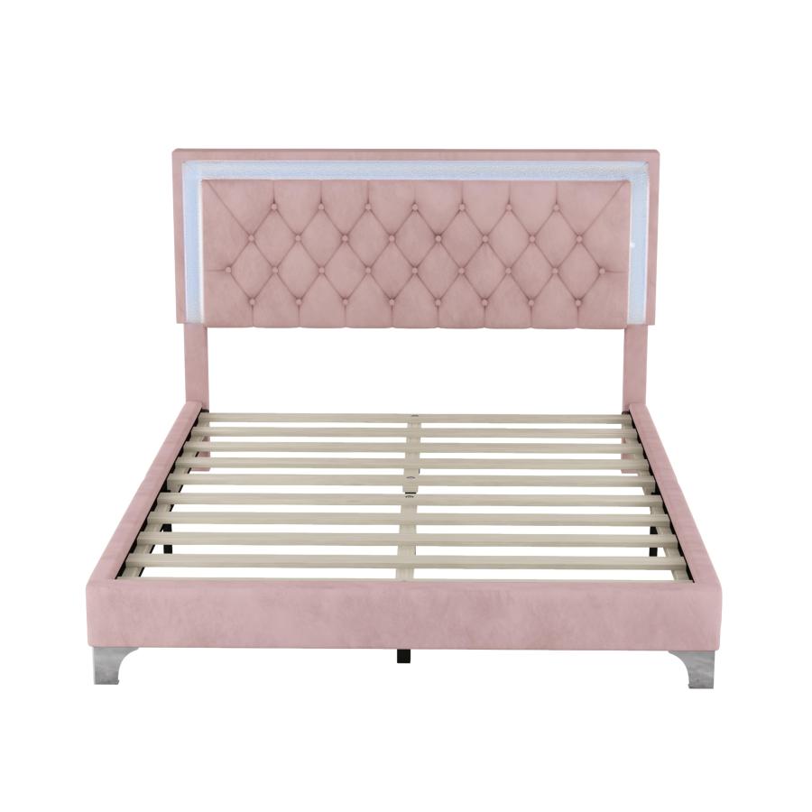 【並行輸入品】 SOFTSEA 3 Piece Upholstered Bedroom Set， Queen Size Velvet Platf_9