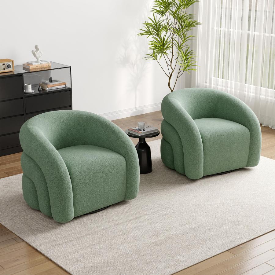 【並行輸入品】UIXE 回転式バレルアクセントチェア 2個セット Boucle布張りアームチェア リビングルーム用 モダンなラウンドアームチェア_3