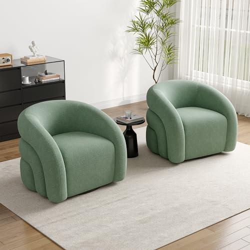 【並行輸入品】UIXE 回転式バレルアクセントチェア 2個セット Boucle布張りアームチェア リビングルーム用 モダンなラウンドアームチェア_4