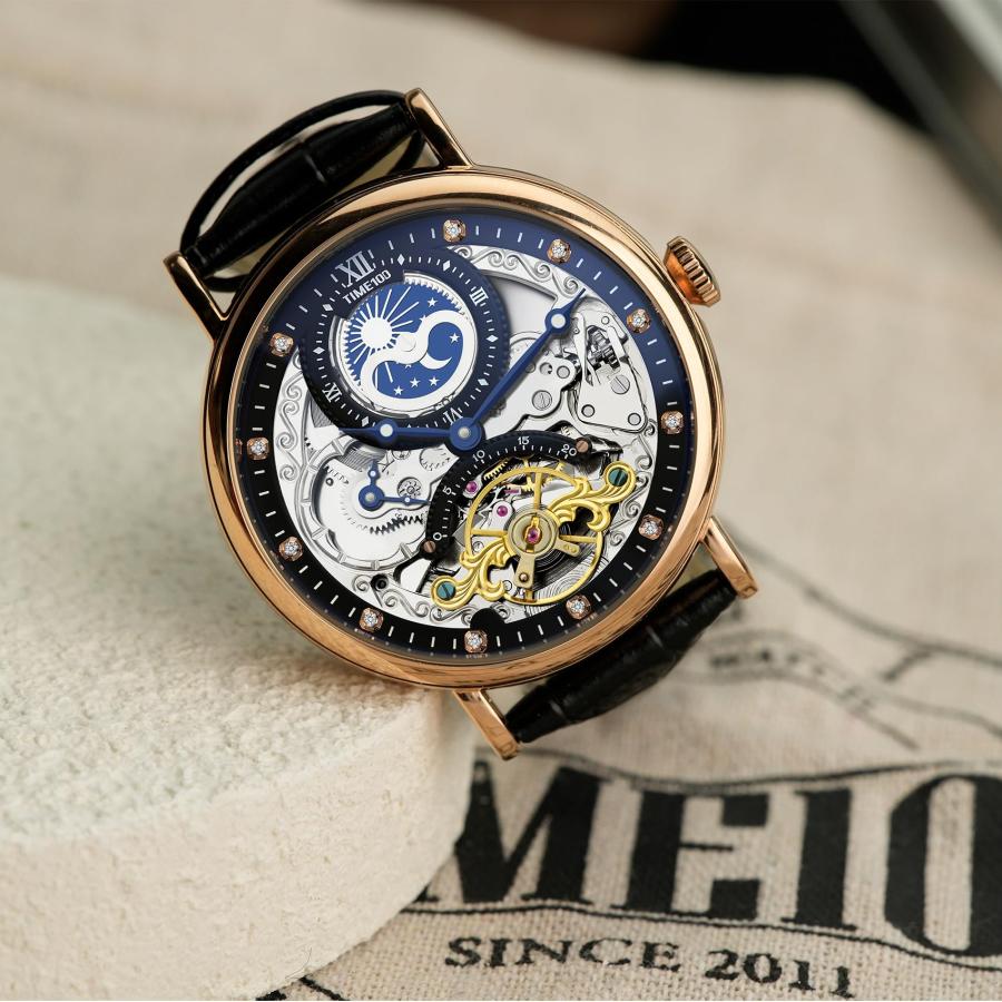並行輸入品】TIME100 高級 自動巻き腕時計 メンズ スケルトン 機械式 