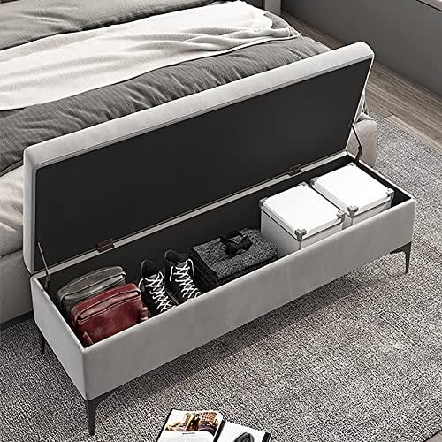 【並行輸入品】収納ベンチ、収納ベンチ ベルベット張り ベッドエンドベンチ、プレミアム収納チェスト ベッドルームベンチ 収納付き、組み立て不要 ラ_1
