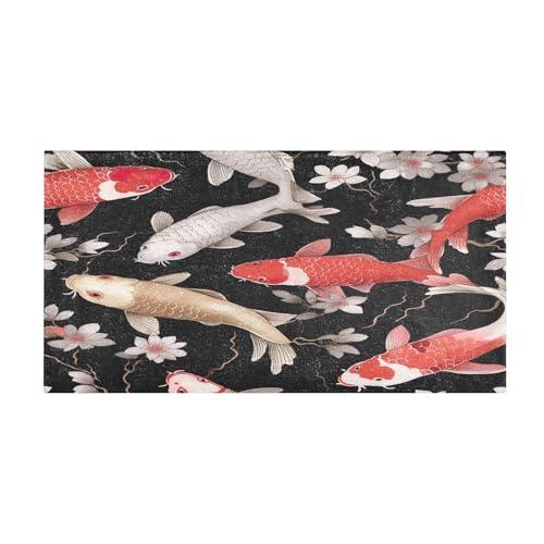 【並行輸入品】 YETTASBIN Koi Fish Area Rug， Anti Fatigue Large Floor Mat， Soft