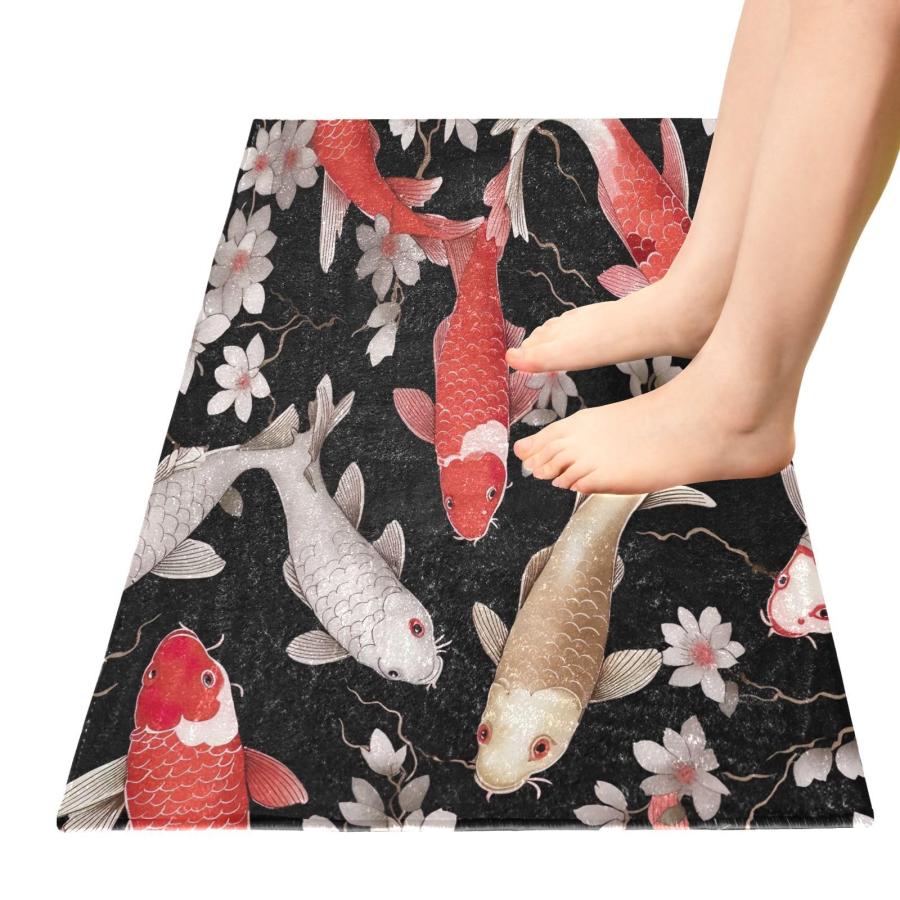 【並行輸入品】 YETTASBIN Koi Fish Area Rug， Anti Fatigue Large Floor Mat， Soft