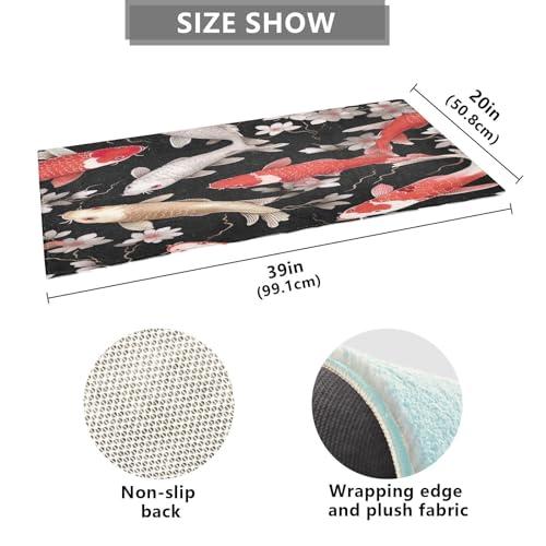 【並行輸入品】 YETTASBIN Koi Fish Area Rug， Anti Fatigue Large Floor Mat， Soft
