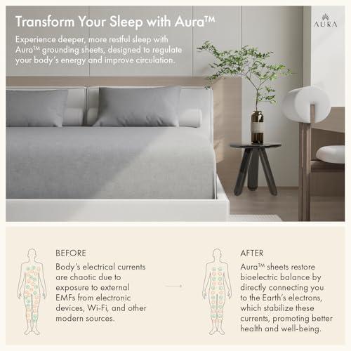 【並行輸入品】Aura〓 ラグジュアリー グラウンディング シーツ キングサイズ、12% 純銀 最高のシルバー含有量 接地ベッドシーツ_4
