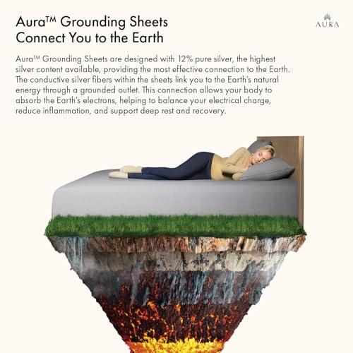 【並行輸入品】Aura〓 ラグジュアリー グラウンディング シーツ キングサイズ、12% 純銀 最高のシルバー含有量 接地ベッドシーツ_7
