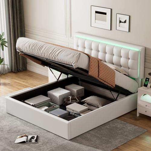 【並行輸入品】 Full Size Upholstered Platform Bed with Trundle， No Box Spring N_1