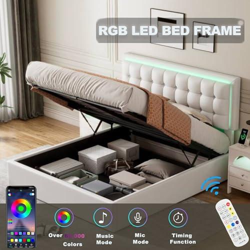 【並行輸入品】 Full Size Upholstered Platform Bed with Trundle， No Box Spring N_7