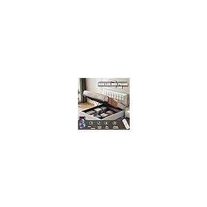 【並行輸入品】 Full Size Upholstered Platform Bed with Trundle， No Box Spring N_8