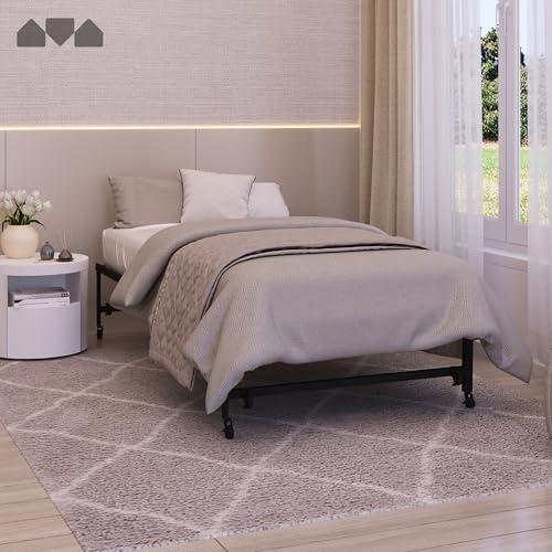 【並行輸入品】 Milliard Roll Out Trundle Bed with Wheels， Modern Black Frame， T_1