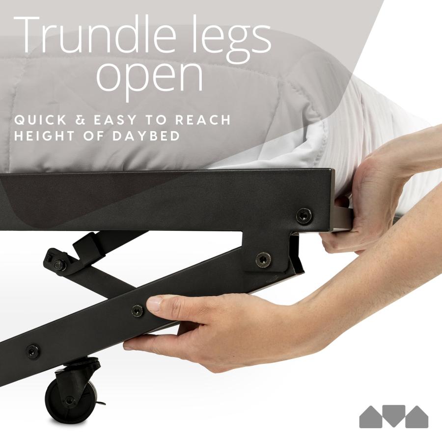 【並行輸入品】 Milliard Roll Out Trundle Bed with Wheels， Modern Black Frame， T_6