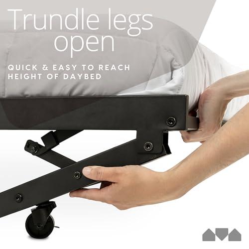 【並行輸入品】 Milliard Roll Out Trundle Bed with Wheels， Modern Black Frame， T_7