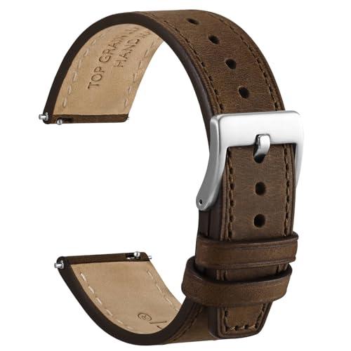 【並行輸入品】WOCCI 20mm Elite Watchバンド、トップグレインレザー、クイックリリース式、シルバーバックル(ダークブラウン)_1