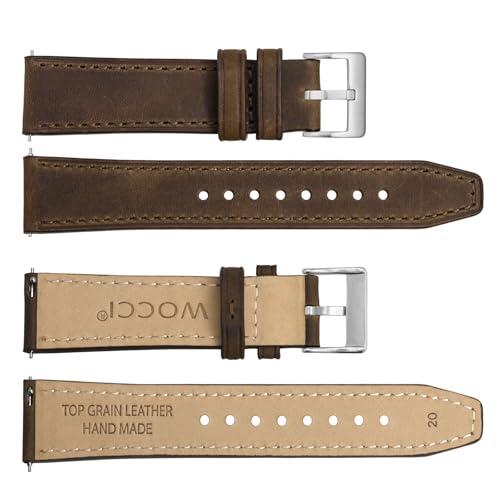 【並行輸入品】WOCCI 20mm Elite Watchバンド、トップグレインレザー、クイックリリース式、シルバーバックル(ダークブラウン)_4