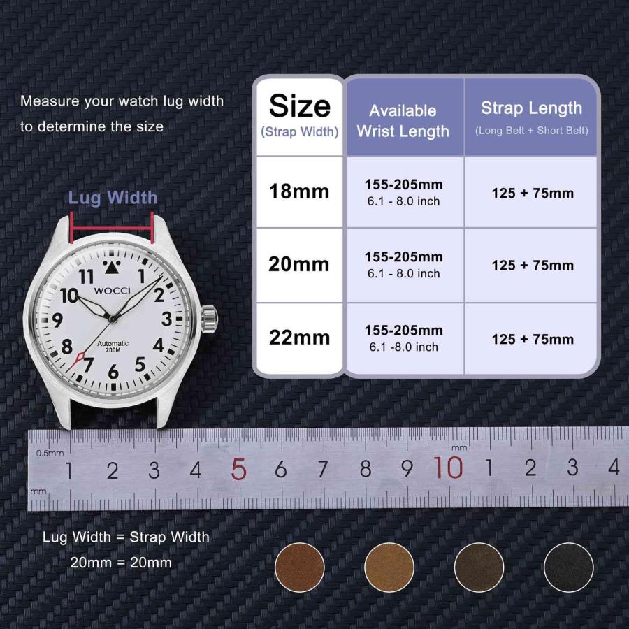 【並行輸入品】WOCCI 20mm Elite Watchバンド、トップグレインレザー、クイックリリース式、シルバーバックル(ダークブラウン)_6