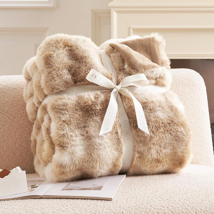 バブルブランケット 並行輸入品】Cozy Bliss フェイクファー スローブランケット カウチ用