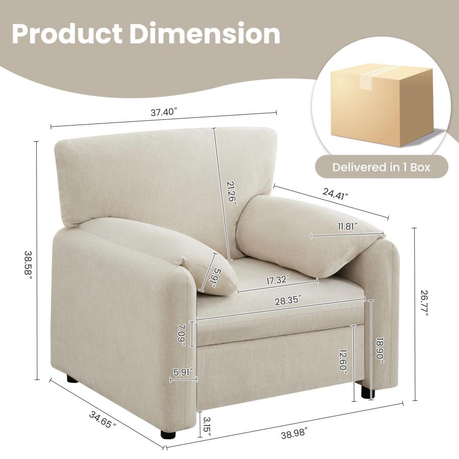【並行輸入品】 Ochangqi Chenille Oversized Armchair， Modern 37'' Wide Accent Ch_3