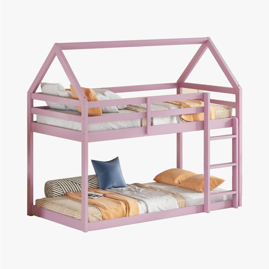 【並行輸入品】 DNChuan Twin Over Twin Floor Bunk Bed for Kids，House Bunk Bed wi_9