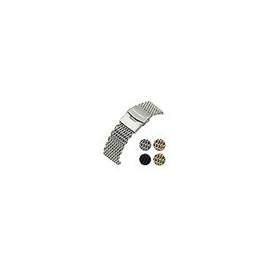 【並行輸入品】TINEASUR 20mm シャークメッシュステンレススチール腕時計バンドストラップ ロングパターン シルバー折りたたみクラスプ_3