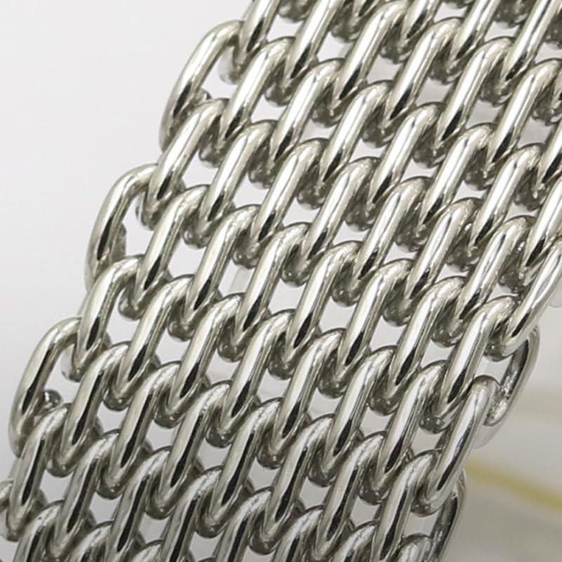 【並行輸入品】TINEASUR 20mm シャークメッシュステンレススチール腕時計バンドストラップ ロングパターン シルバー折りたたみクラスプ_6