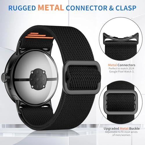 【並行輸入品】AMANECER 伸縮ナイロンバンド Pixel Watch 3 45mm対応 メタルコネクター&クラスプ 調節可能なスポーツ編組_4