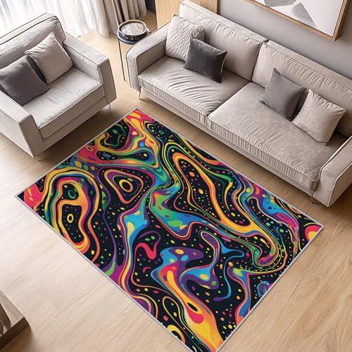 【並行輸入品】 NejTrenzy Optical Illusion Rug 4x5， Washable Trippy Abstract Rug_1