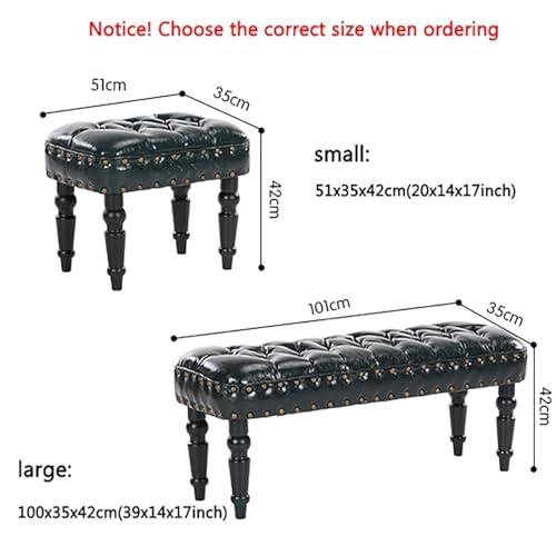 【並行輸入品】 Leather Ottoman Bench，Premium Buttons End of Bed Bench UPHOLSTER_4