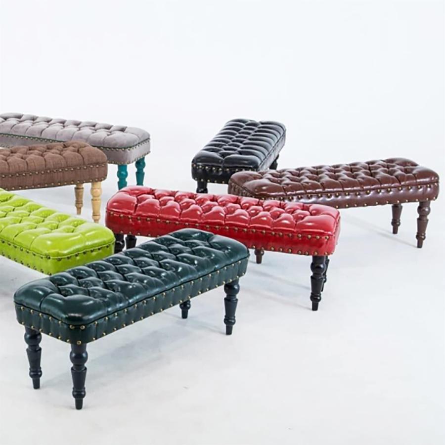 【並行輸入品】 Leather Ottoman Bench，Premium Buttons End of Bed Bench UPHOLSTER_6