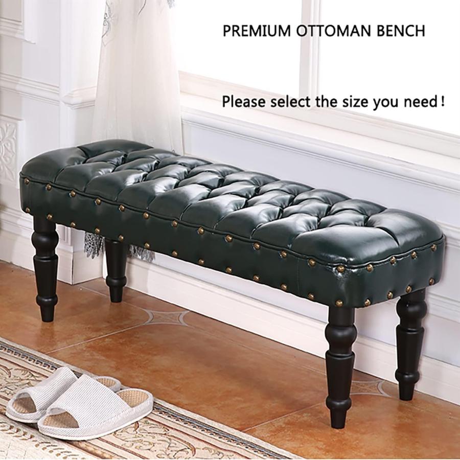【並行輸入品】 Leather Ottoman Bench，Premium Buttons End of Bed Bench UPHOLSTER_9