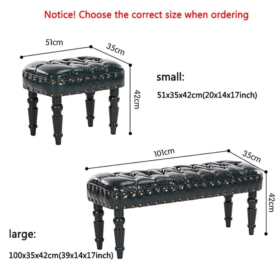 【並行輸入品】 Leather Ottoman Bench，Premium Buttons End of Bed Bench UPHOLSTER_3