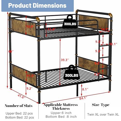 【並行輸入品】 Twin XL over Twin XL Bunk Beds for Kids and Teens ， Industrial H_4