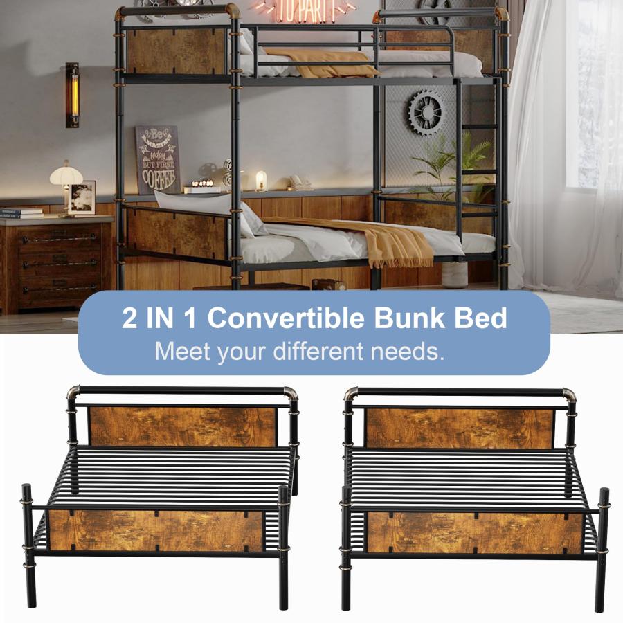 【並行輸入品】 Twin XL over Twin XL Bunk Beds for Kids and Teens ， Industrial H_6