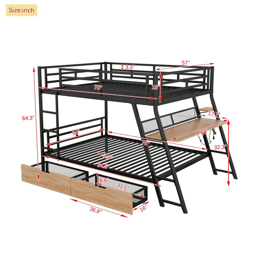 【並行輸入品】 Harper & Bright Designs Metal Full Over Full Bunk Bed with Built_3