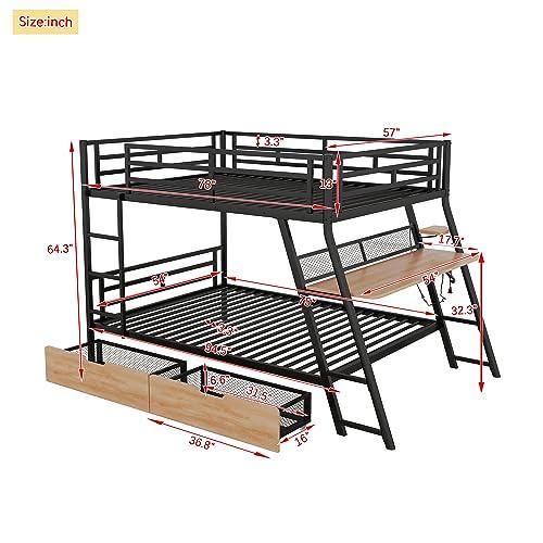 【並行輸入品】 Harper & Bright Designs Metal Full Over Full Bunk Bed with Built_4