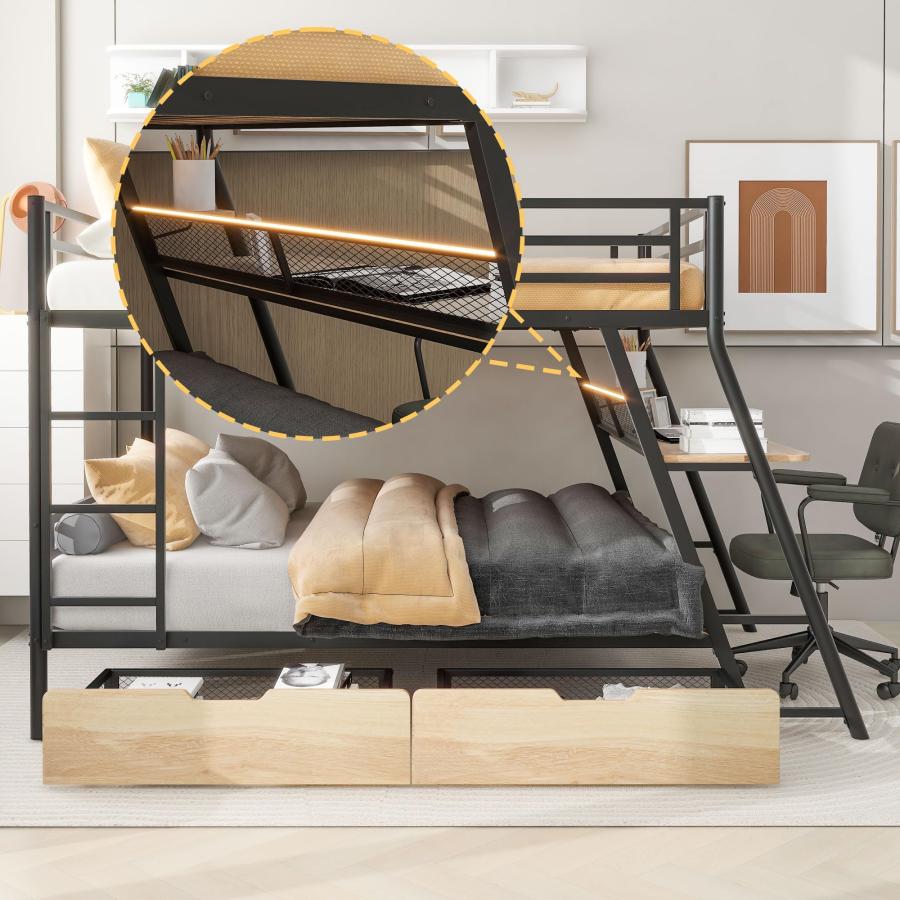 【並行輸入品】 Harper & Bright Designs Metal Full Over Full Bunk Bed with Built_6