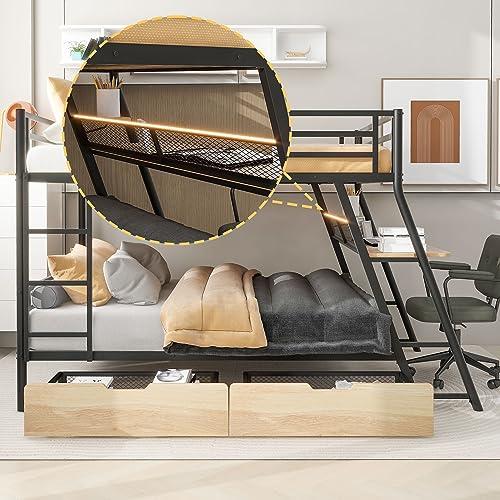 【並行輸入品】 Harper & Bright Designs Metal Full Over Full Bunk Bed with Built_7