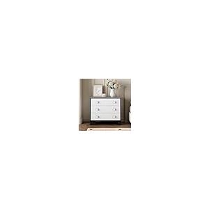 【並行輸入品】 WOODTIME Modern Nightstand with 3 Drawers， Wooden Night Stand Be