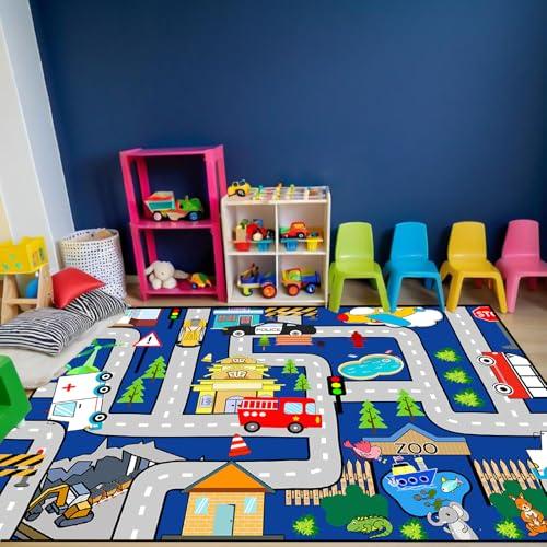 【並行輸入品】子供用カーペットプレイマットラグ キッズカーラグプレイマット、シティライフマップカーマット キッズトイカー教育プレイトラフィッ_4