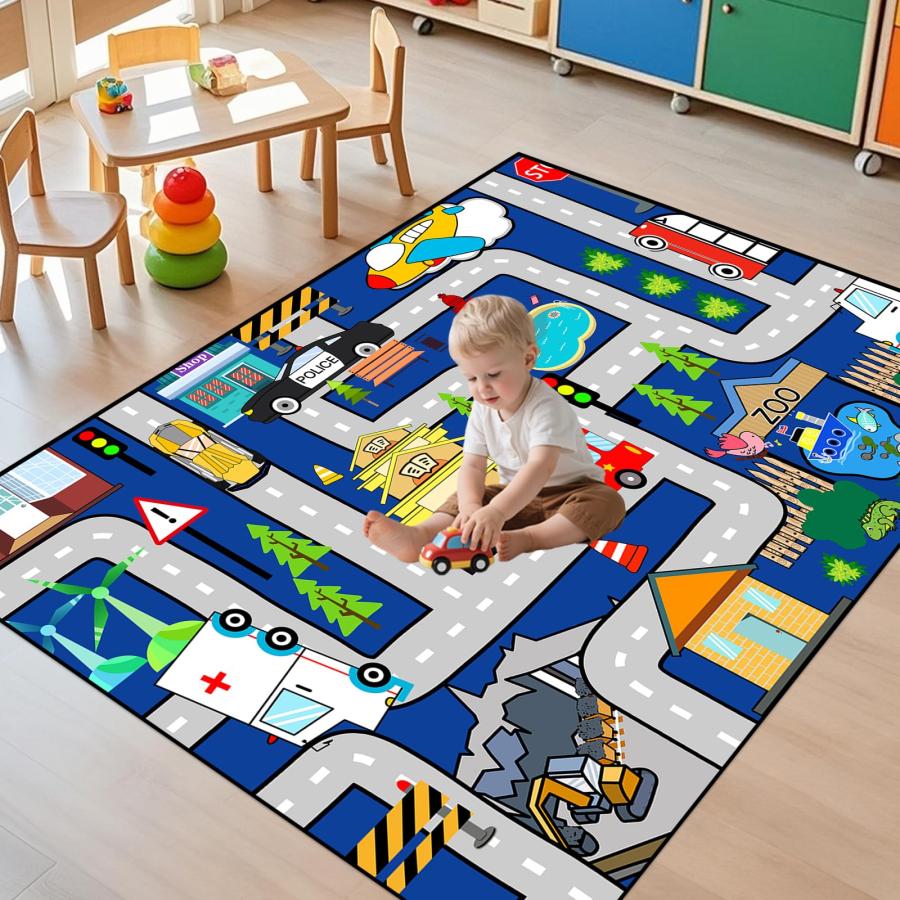 【並行輸入品】子供用カーペットプレイマットラグ キッズカーラグプレイマット、シティライフマップカーマット キッズトイカー教育プレイトラフィッ_6