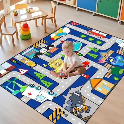 【並行輸入品】子供用カーペットプレイマットラグ キッズカーラグプレイマット、シティライフマップカーマット キッズトイカー教育プレイトラフィッ_7